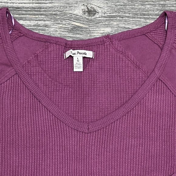 NWT $78 Free People Small & Medium Santa Clara Thermal Top Mulberry Off Shoulder - Picture 4 of 10